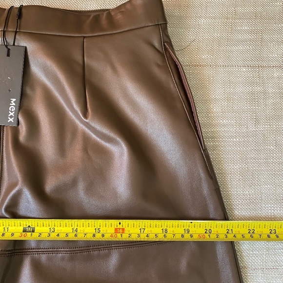 Mexx Bronze Pull Up Faux Leather Style Casual Office Skirt- Sz-S - Picture 14 of 16